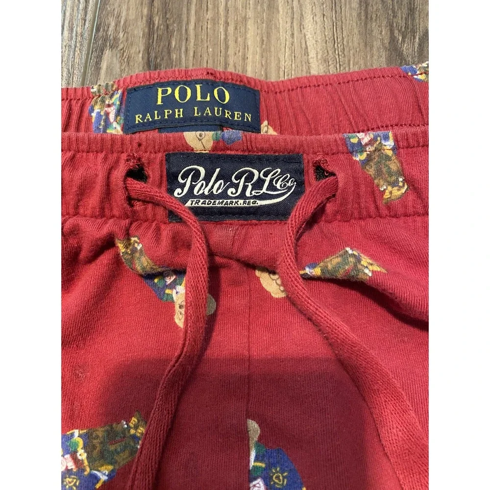 Polo Ralph Lauren Mens XL Polo Bear Sleepwear Sleep Shorts Red, Drawstring